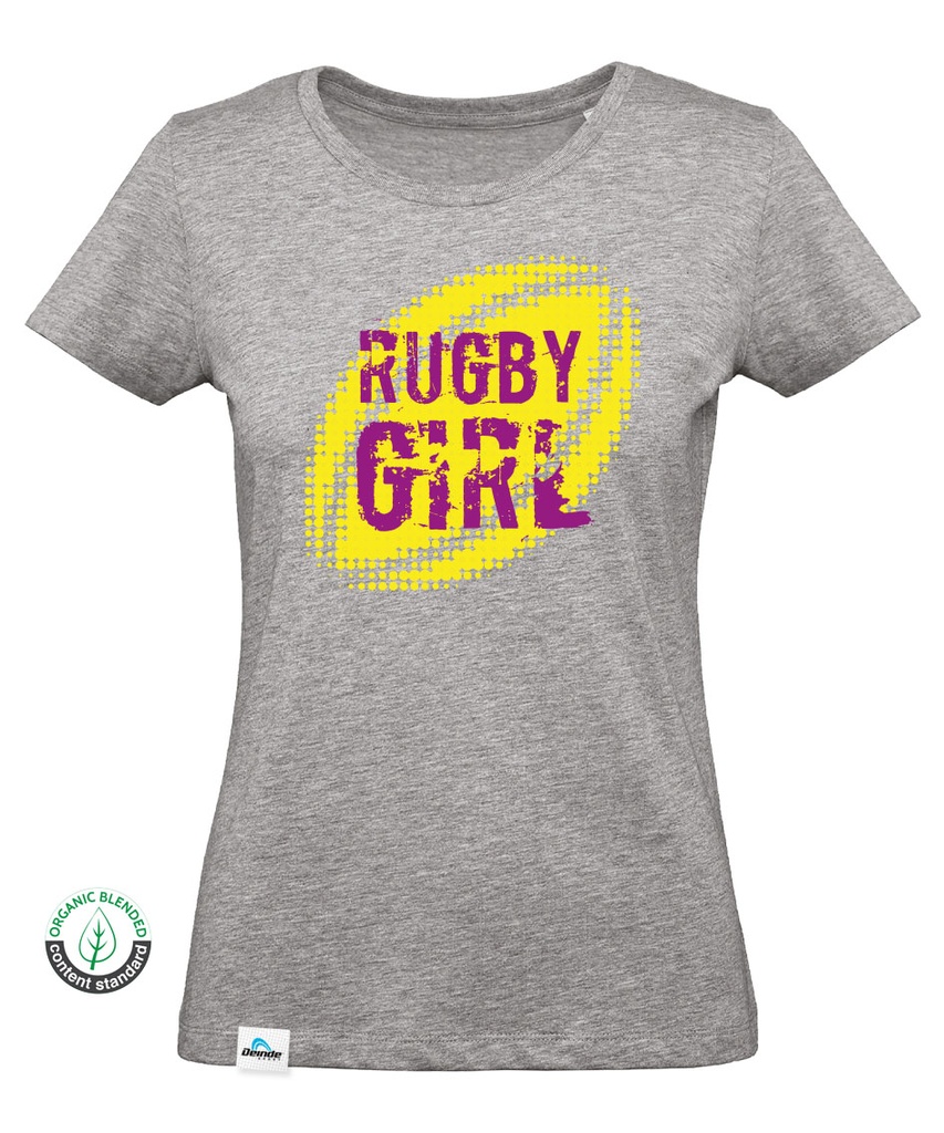 T-shirt Rugby Girl Bola Amarela Mulher 