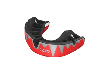 [E.3.1.PL.Fangz.RO/NE/PL] Protecție Dentară Rugby OPRO Self-Fit Platinum (Colmillos Rojo-Negro-Plateado)