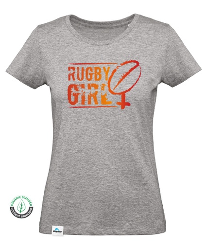 [B.7.4.NA] T-shirt Rugby Girl Logo Laranja Mulher