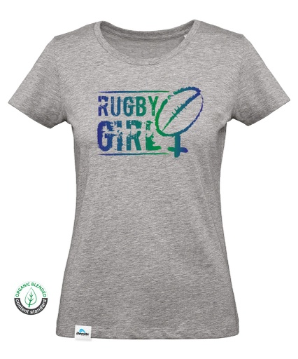 [B.7.4.VE] T-shirt Rugby Girl Logo Verde Mulher 